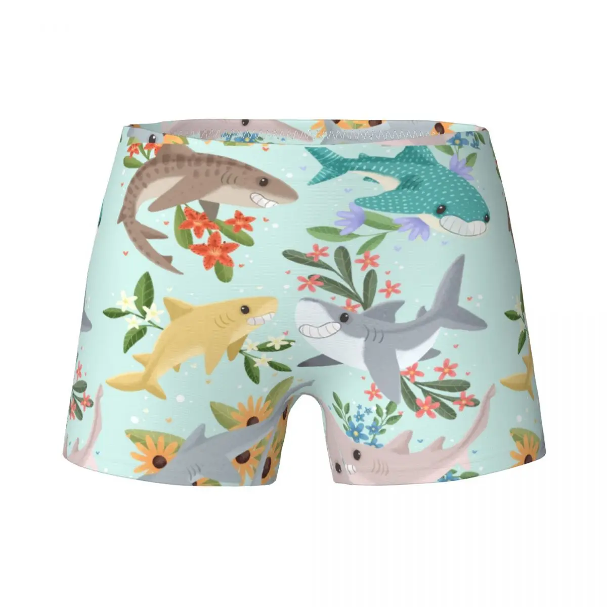 

Youth Girls Sharks Floral Boxer Children's Cotton Underwear Kids Teenagers Ocean Blue Sea Underpants Soft Briefs Size 4T-15T