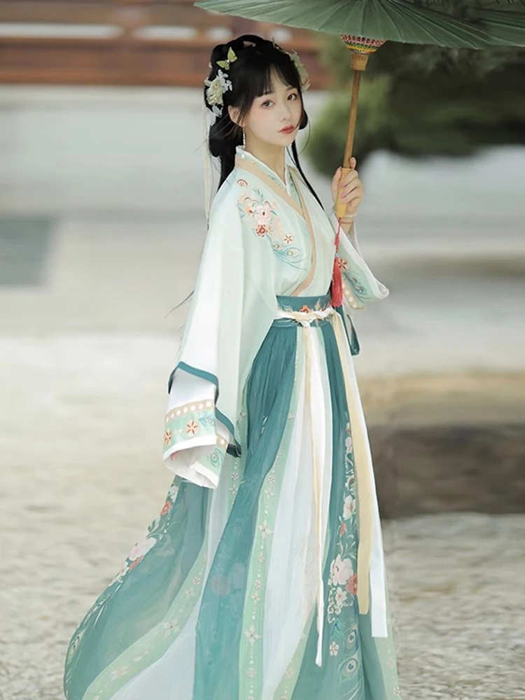 NT159 Hanfu Женский взрослый костюм с перекрестным воротником на шнуровке