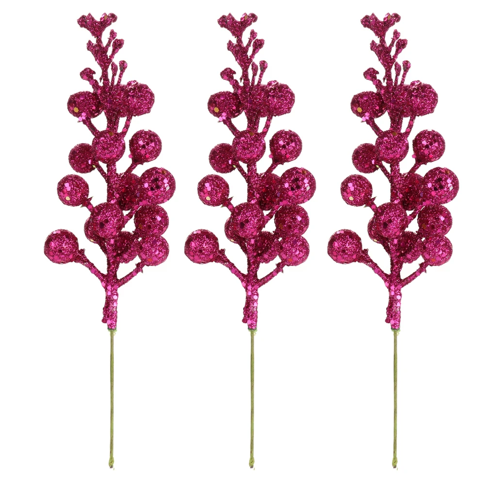 

3 шт., декоративные блестящие ягоды для рождественской елки