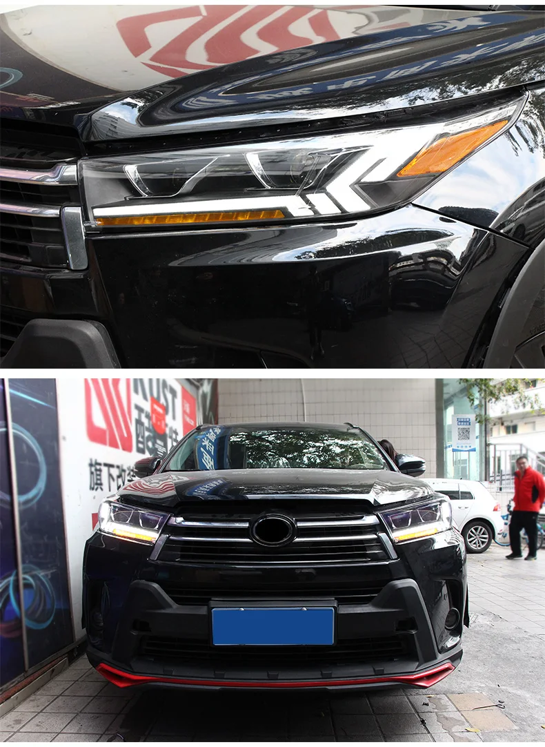 Динамическое шоу Kluger 2018 ~ 2021y 2 шт. бампер головной фонарь для Highlander светодиодный