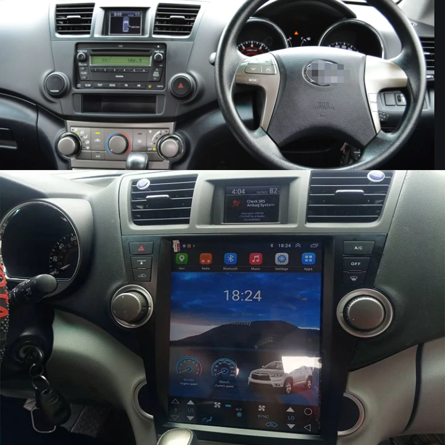 

12.1 Inch Android Tesla Car Stereo For Toyota Highlander Kluger 2009-2013 Head Unit GPS Navigation With Carplay JBL DSP WIFI 4G