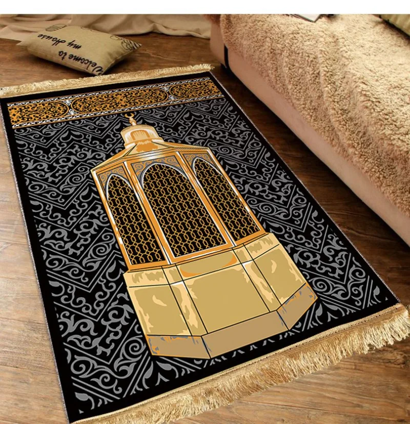 

Islam Festival Portable Prayer Rug Muslim Kneeling Poly Mat Ramadan Kareem for Muslim Islam Prayer Mat with tassel Carpet