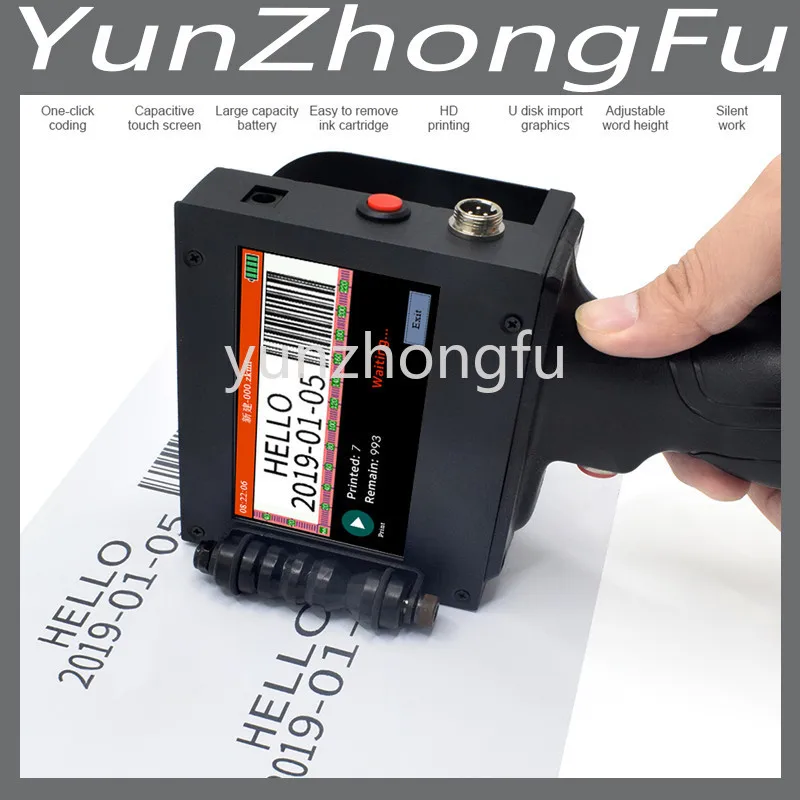 

25.4mm Mini Handheld Inkjet Printer with 25 Languages and 300-600DPI Touch Screen for Barcode Variable Date Logo Batch Code