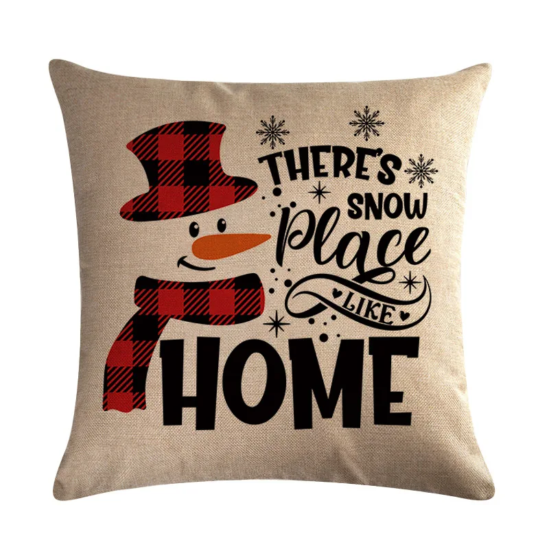 

New Christmas Art Letter Printing Cushion Cover 45X45 Snowman Truck Throw Pillow Cover Living Room Sofa Bedroom Home Decor J1971