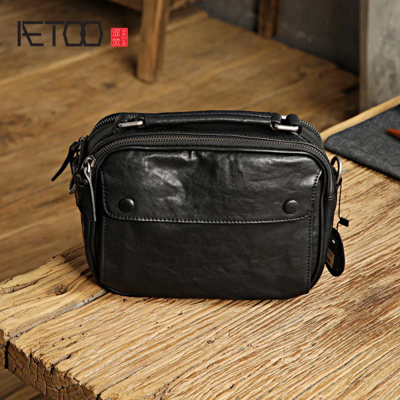 

AETOO Casual Men Shoulder Bag Genuine Leather Original Messenger Classic Crossbody Bags High Quality Leather For Ipad