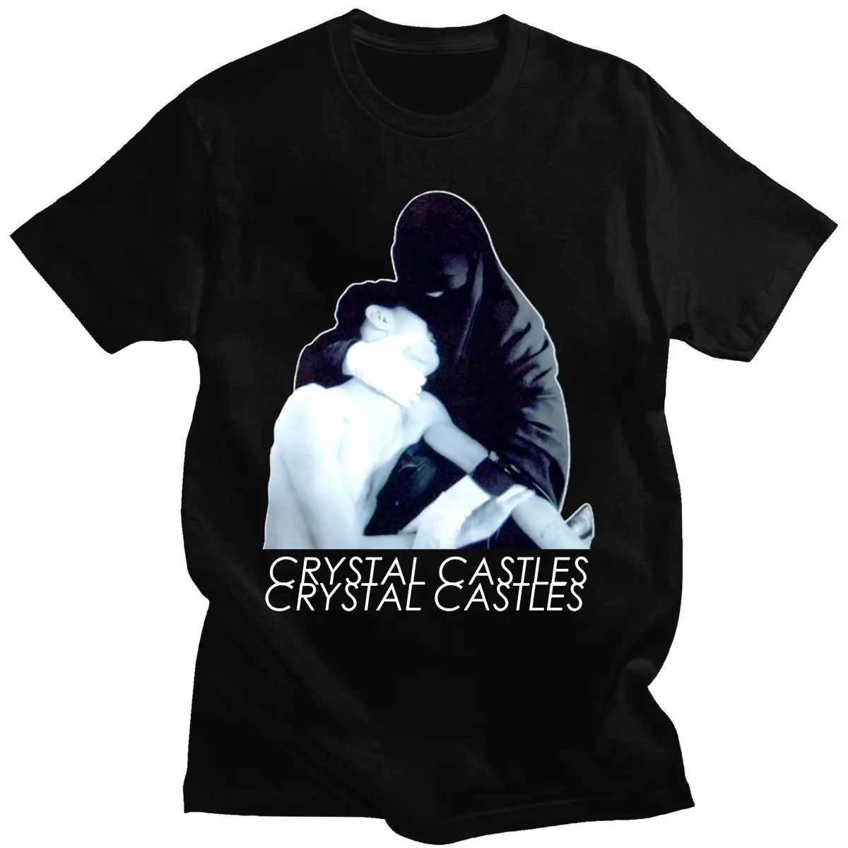 

Camiseta holgada de Burka de cristal para hombre, ropa de calle de gran tamaño, color negro, de manga corta, de verano