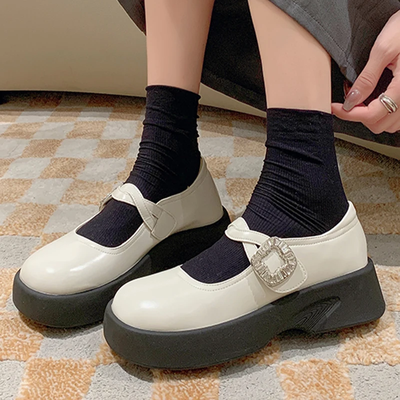 

Autumn Women New Designer Crystal Mary Jane Shoes Fashion Low Heels Sweet Student Shoes 2023 Walking Dress Comfort Casual Shoes