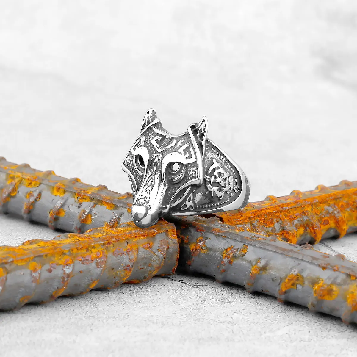 

Original Design Viking Animal Wolf Head Ring Nordic Men's Retro Fashion Jewelry Ring Teen Locomotive Gift Accessories
