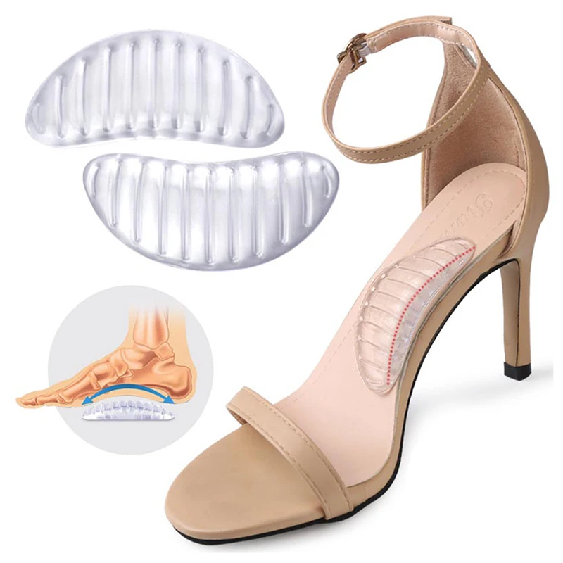 

1Pair Clear Silicone Gel Arch Support Shoe Inserts Flat Foot Corrector Shoe Cushion Pads Pain Relief