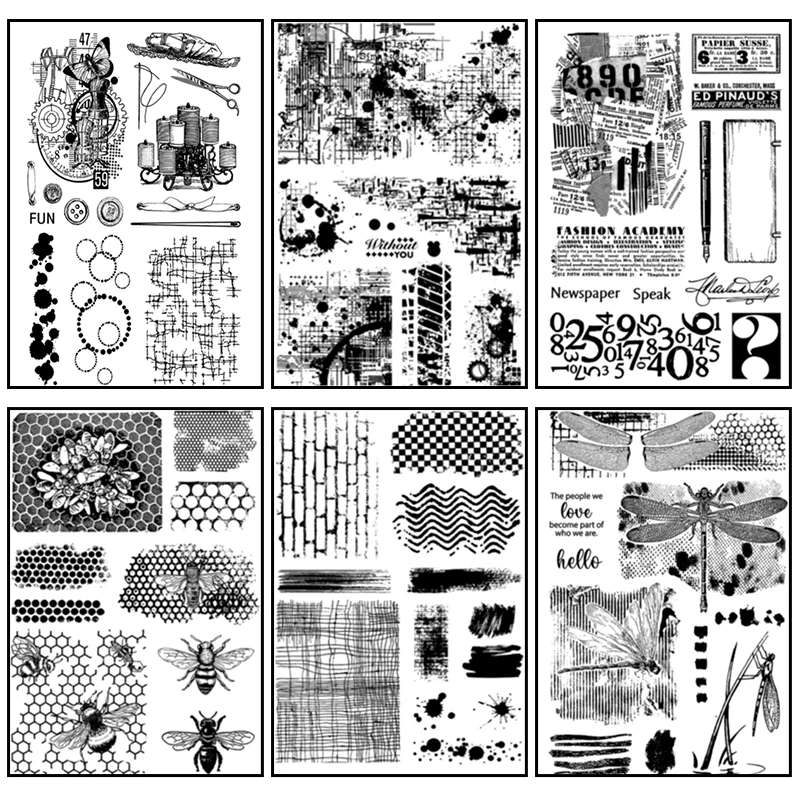 Силиконовые прозрачные штампы для фона акварельные сотовые текстуры прозрачная