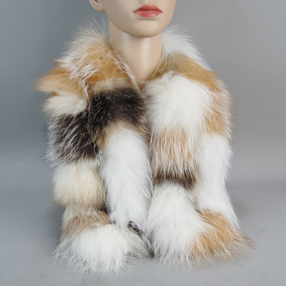 Новый стиль женский шарф из натурального лисьего меха для девочек зимний теплый