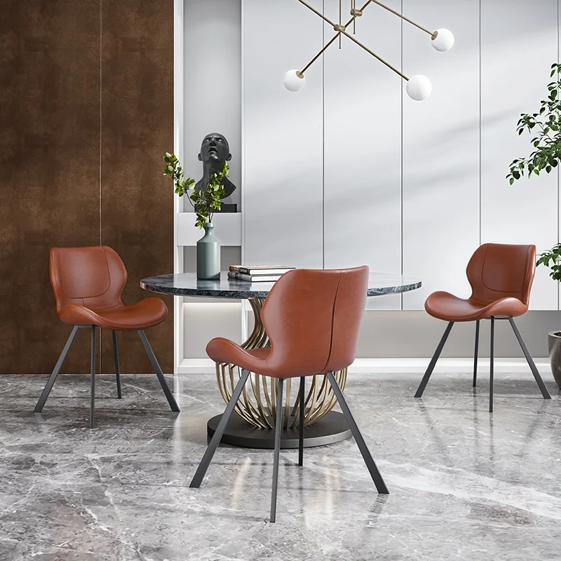 

Обеденный стул, дизайнерский современный простой скандинавский светлый роскошный креативный гостиничный стул со спинкой, домашний стул дл...