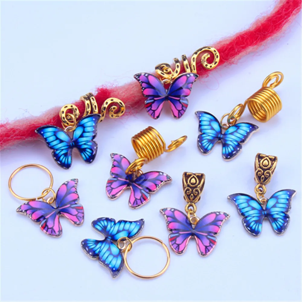 Tresses décoratives pour cheveux  anneaux de coiffure en alliage  pendentif papillon  accessoires