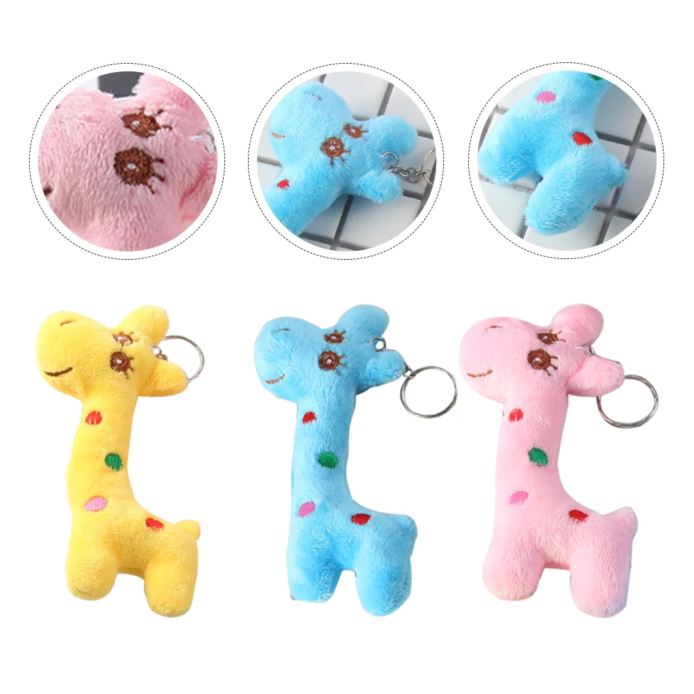 

3Pcs Giraffe Shape Pendant Bag Hanging Pendant Cartoon Animal Key Ring Pendant
