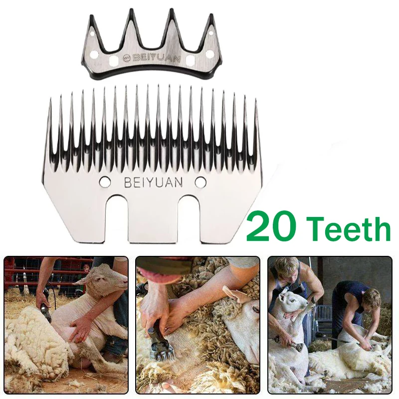 Фото BEIYUAN 20-зубые ножницы для стрижки овец, расческа, ножницы для шерсти, лезвие для коз, альпака, машинка для стрижки фермы, ножницы, детали, 1 комплект №1