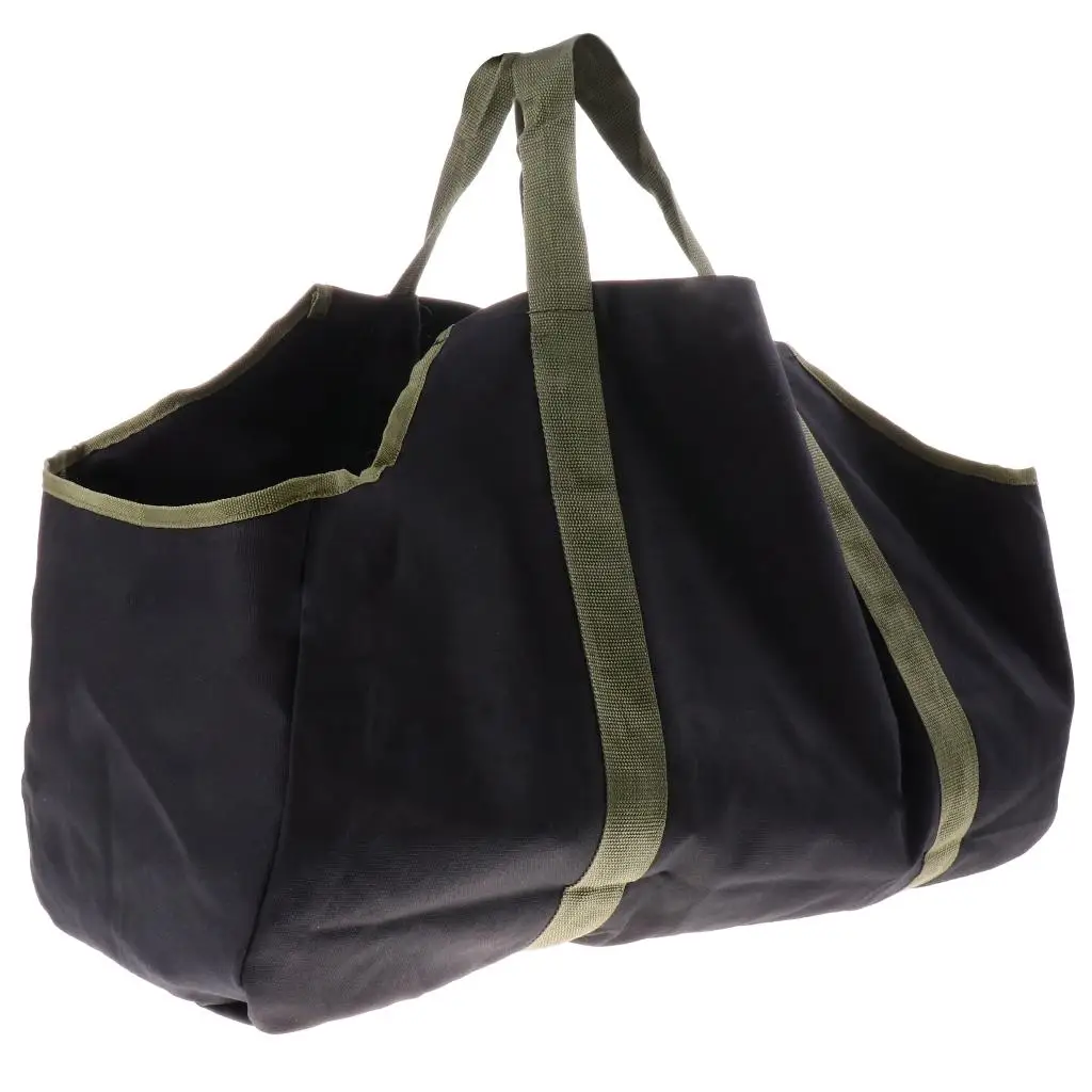 

Premium Canvas Bag for Firewood with Handles And Handles (black)