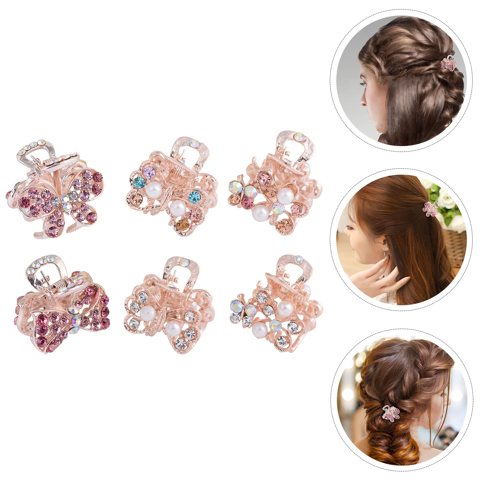 

6Pcs Bow Clip Alloy Hair Claw Gripper Chunky Octopus Clip for
