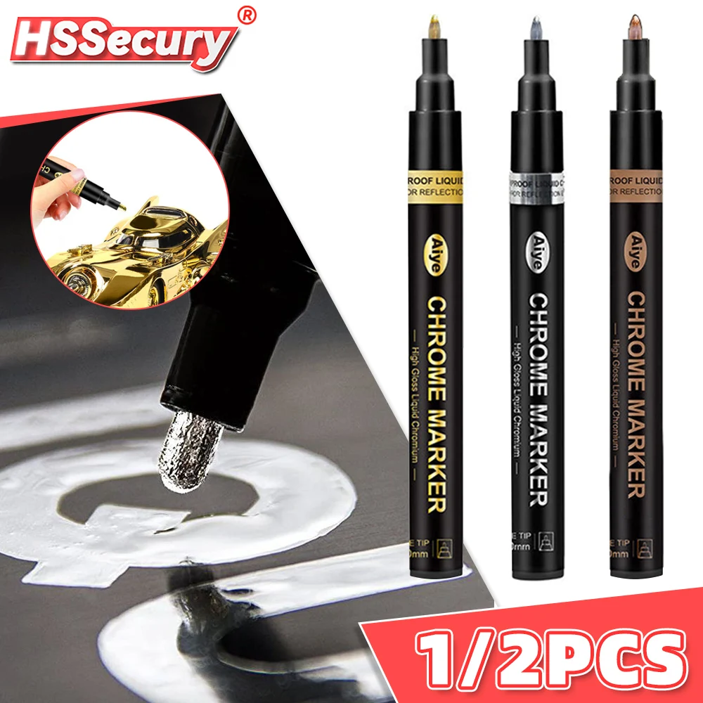 1/2pcs Gold Mirror Marker 3 Color&Size DIY Markers Resin Paint Chrome Metallic Craftwork Pen for Homework DIY Art Liquid Pens