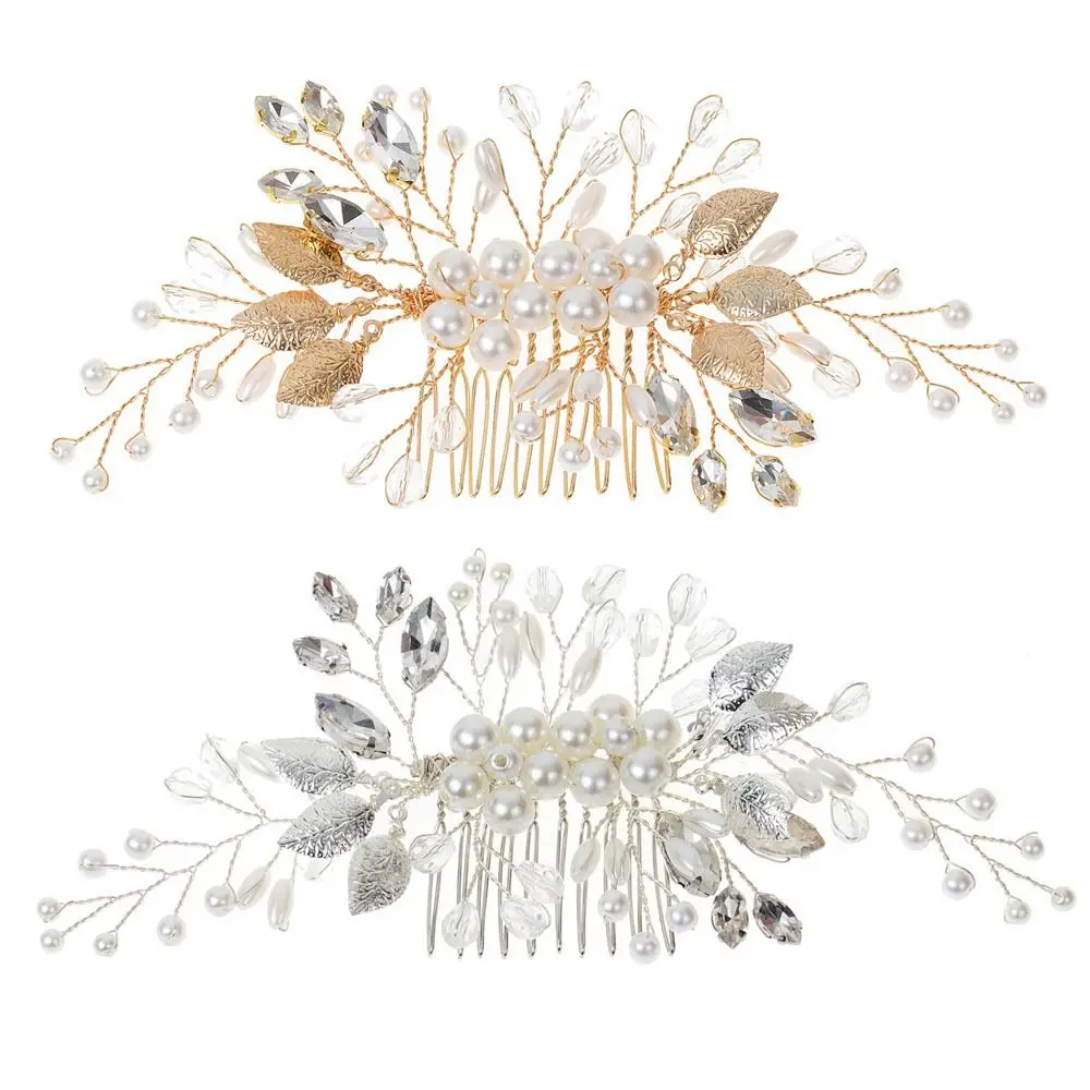 

Fashion Gold Silver Color Hair Ornaments Wedding Bridal Hairpins Pearl Hair Combs Crystal Tiara Hair Jewelry