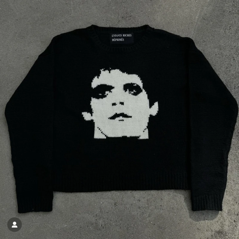 Европа Америка Бестселлер Зимний свитер ERD Портретный принт Черный с круглым