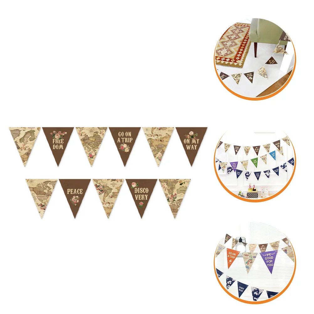 

Banner Flag World Triangle Map Cuphanging Party Classroom Bunting Flags Theme Retro Pennantfestival School Going Football
