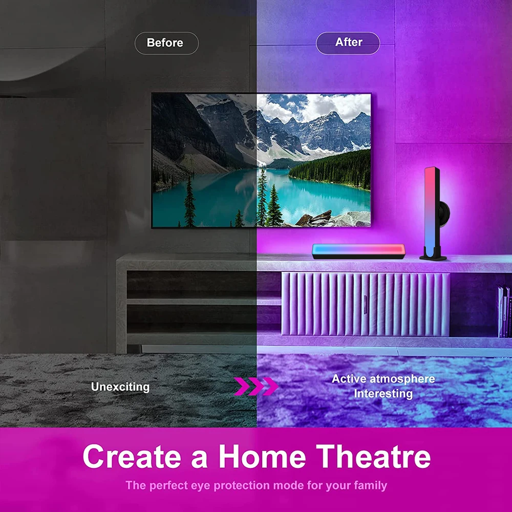 rgb smart led light bar wifi bluetooth desktop background atmosphere light music sync tv wall computer game bedroom night light free global shipping