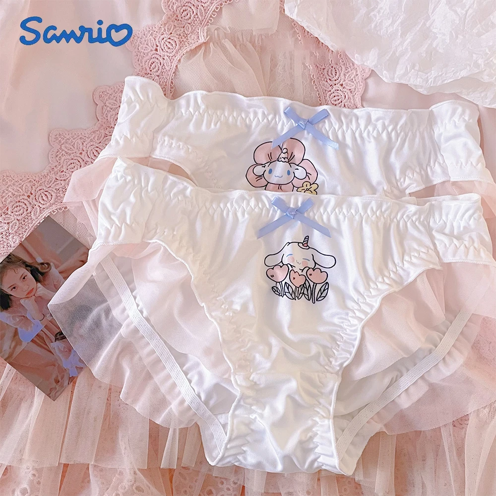 

Girls Sexy Panties Lace Briefs Sanrio Cinnamoroll Anime Cartoon Kawaii Underwear Female Bow Low Waisted Summer Fashion Lingerie