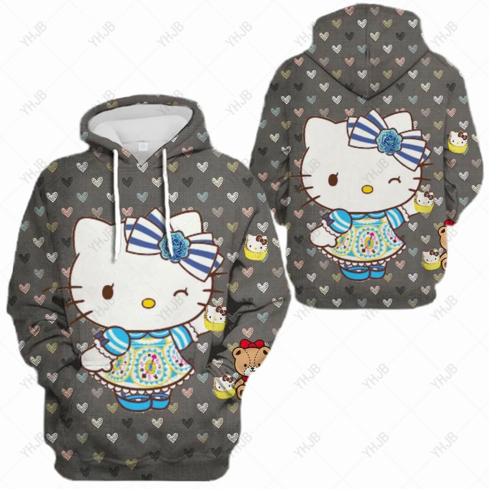 

Hello Kitty Sweatshirt for Women Japan Anime Harajuku Hoodies Ullzang 90s Funny Cartoon Eleven S Friends Hoody Female