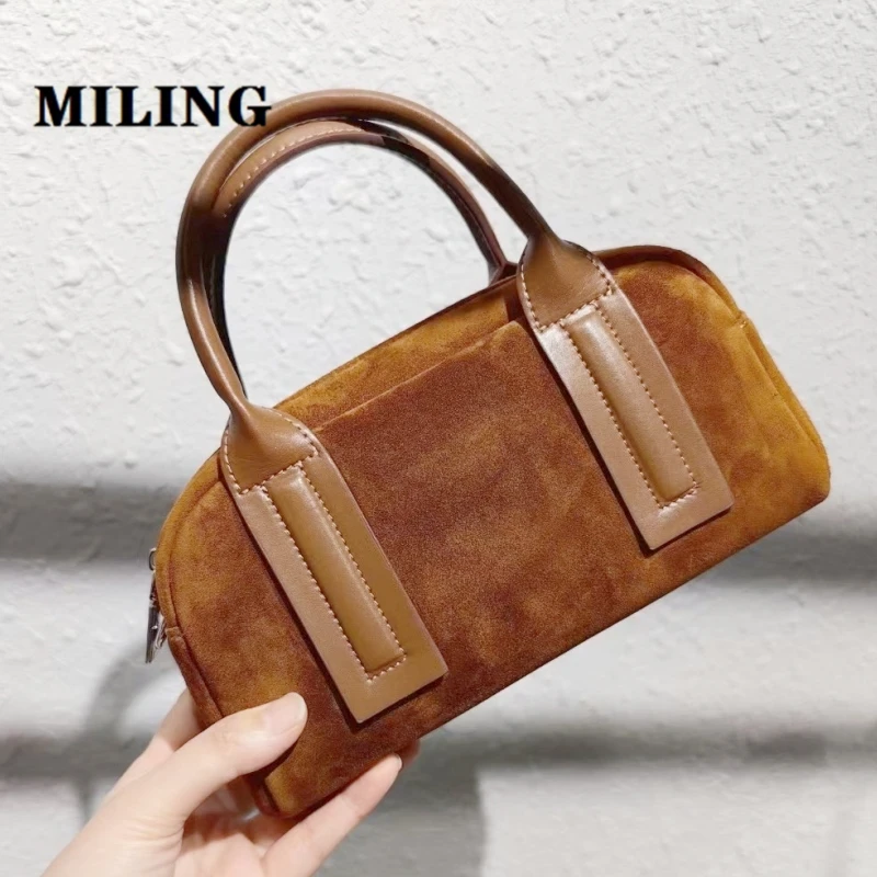 Осень 2024 винтажные замшевые сумки Boston модная сумка через плечо на одно женская