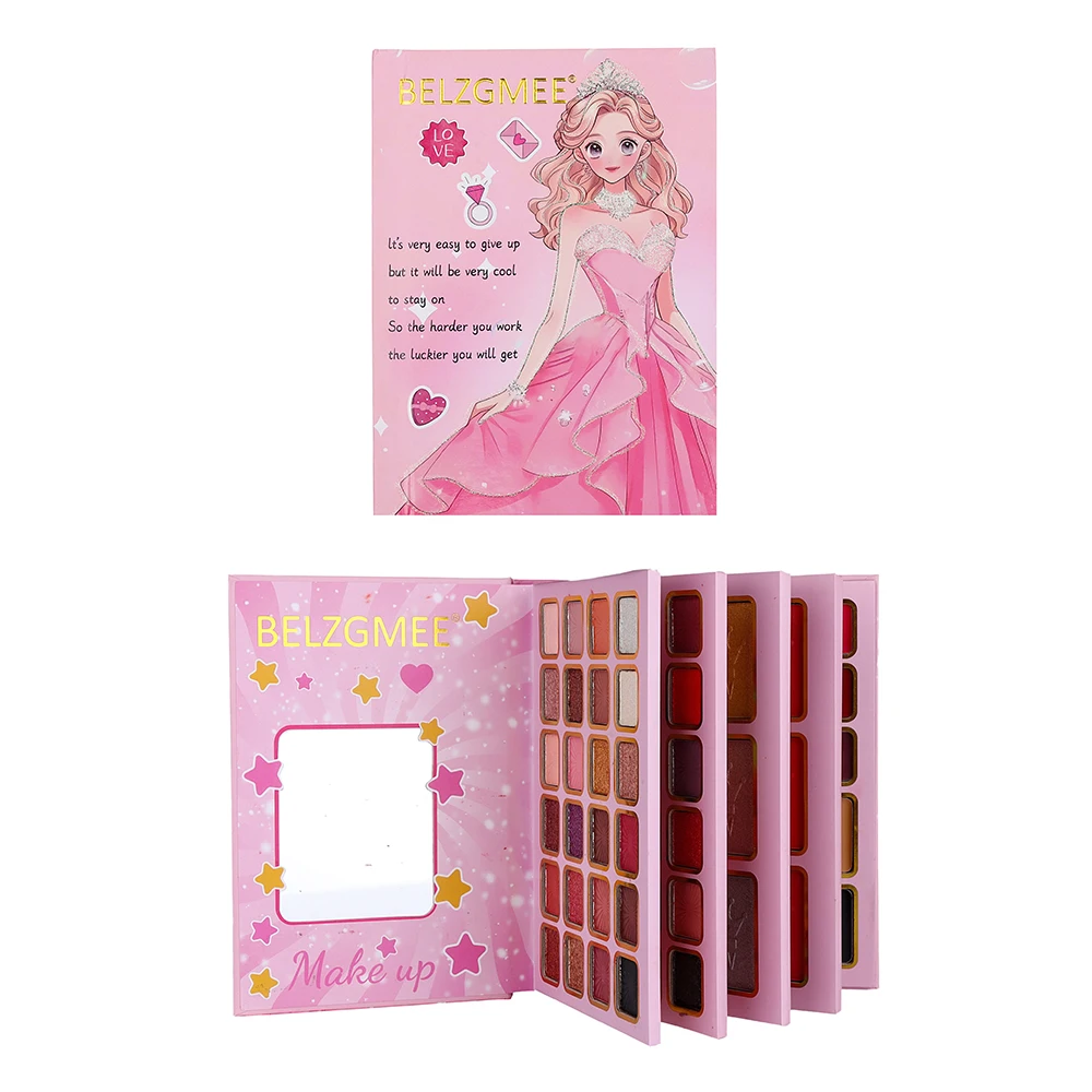 BELZGMEE 78 цветов 5 страниц палитра теней для век принцессы книга блестящая
