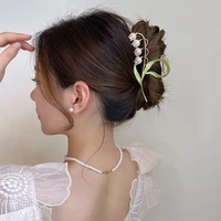 1pcs new korean fashion pink blue 3d flower hair claws for women girls summer shark clip hair accessories sweet girls hair clips