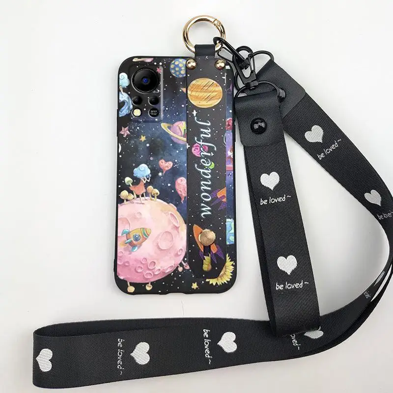 cartoon new phone case for infinix hot 11s nfcx6812b new arrival original back cover soft lanyard free global shipping