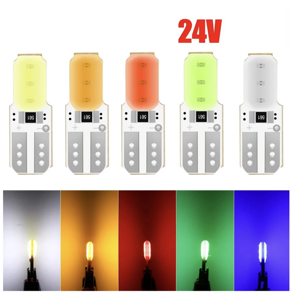 

10pcs 24V T10 W5W 194 168 COB Led Bulb White Signal Lamp Dome Reading License Plate Light Car Interior Lights Auto