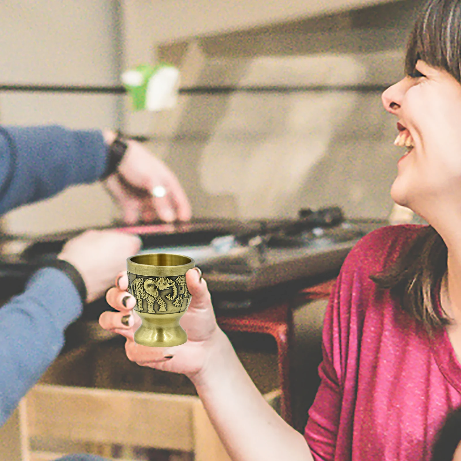 Металлическая чашка с гравировкой бокал со слоном священным узором стеклянная