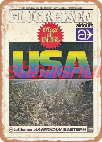 МЕТАЛЛИЧЕСКАЯ ЗНАК - 1964 Air travel USA LH American East Vintage Ad SHANSUI