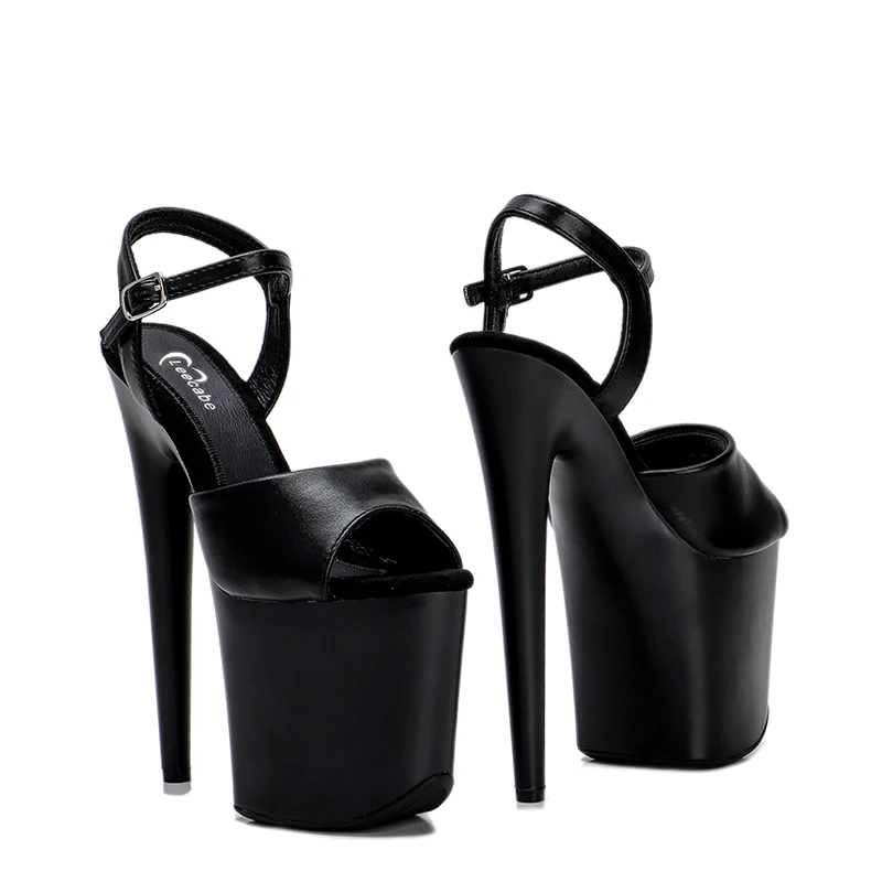 Leecabe 20CM/8Inch Matte PU  Women's Platform Sandals  party High Heels Shoes Pole Dancing Shoes