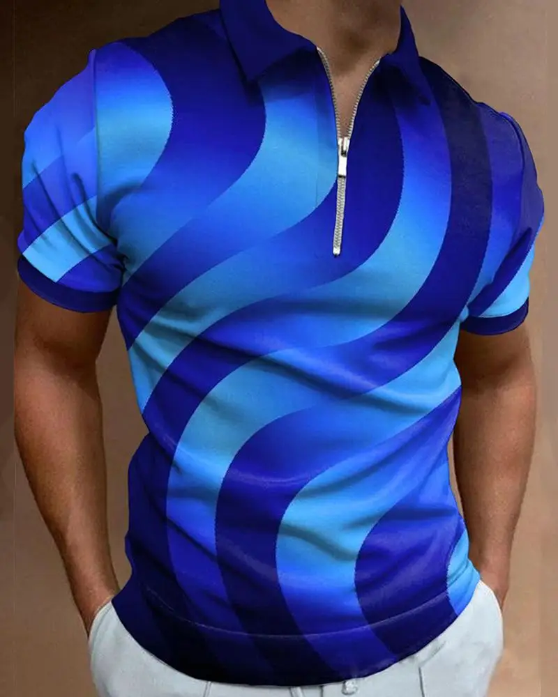 

2022 New Men's Street Style Casual Zip Up Polo Shirts Summer Sports Fashion Polo Shirts Oversized Tops Short Sleeves S-3XL