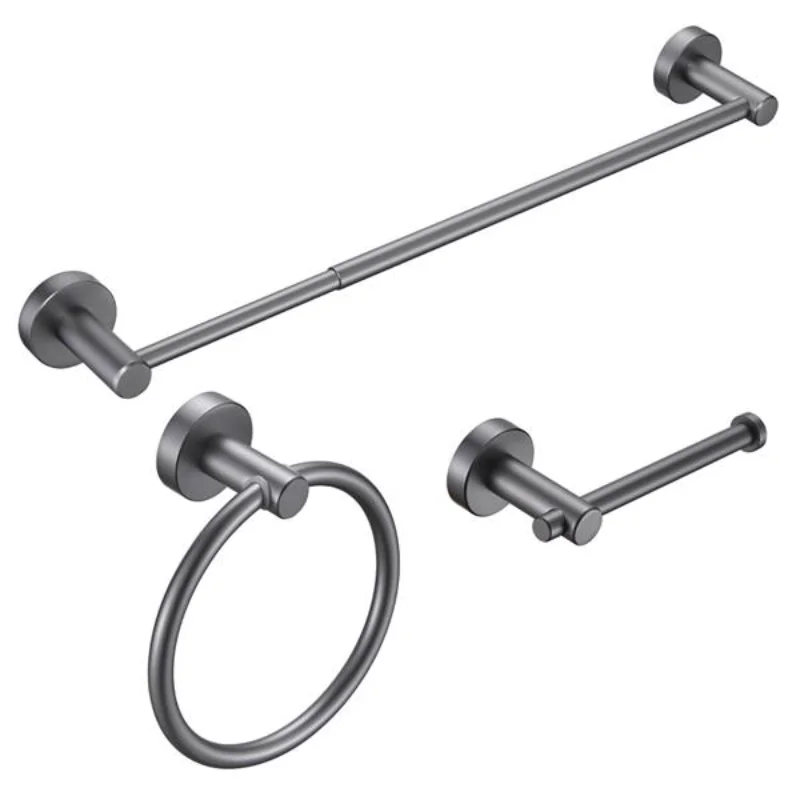 

Bathroom Hardware Set\ Thicken Space Aluminum 3 PCS Towel Bar Set- Gun Grey 16-27 Inches Adjustable Bathroom