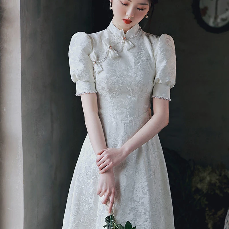 Женское винтажное платье-Ципао с коротким рукавом и воротником-стойкой