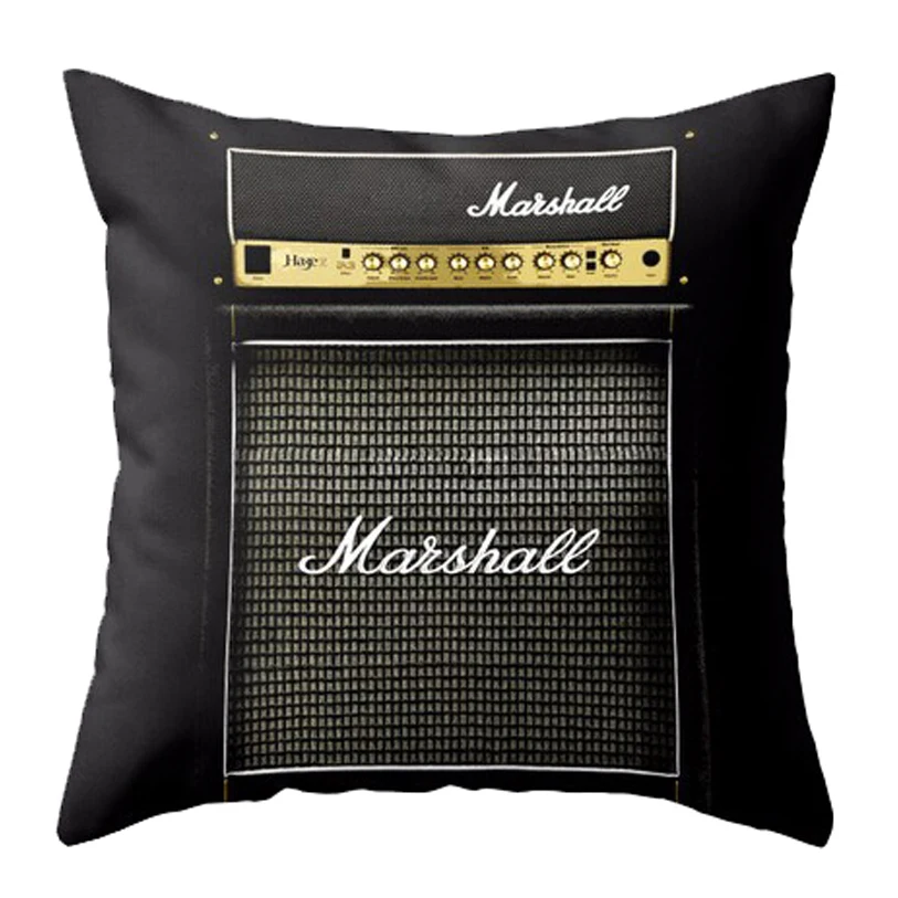 

Cool Art Design guitar Funny Vintage Style Printing Unique Throw Pillows Square Concealed Zipper Pillowcase