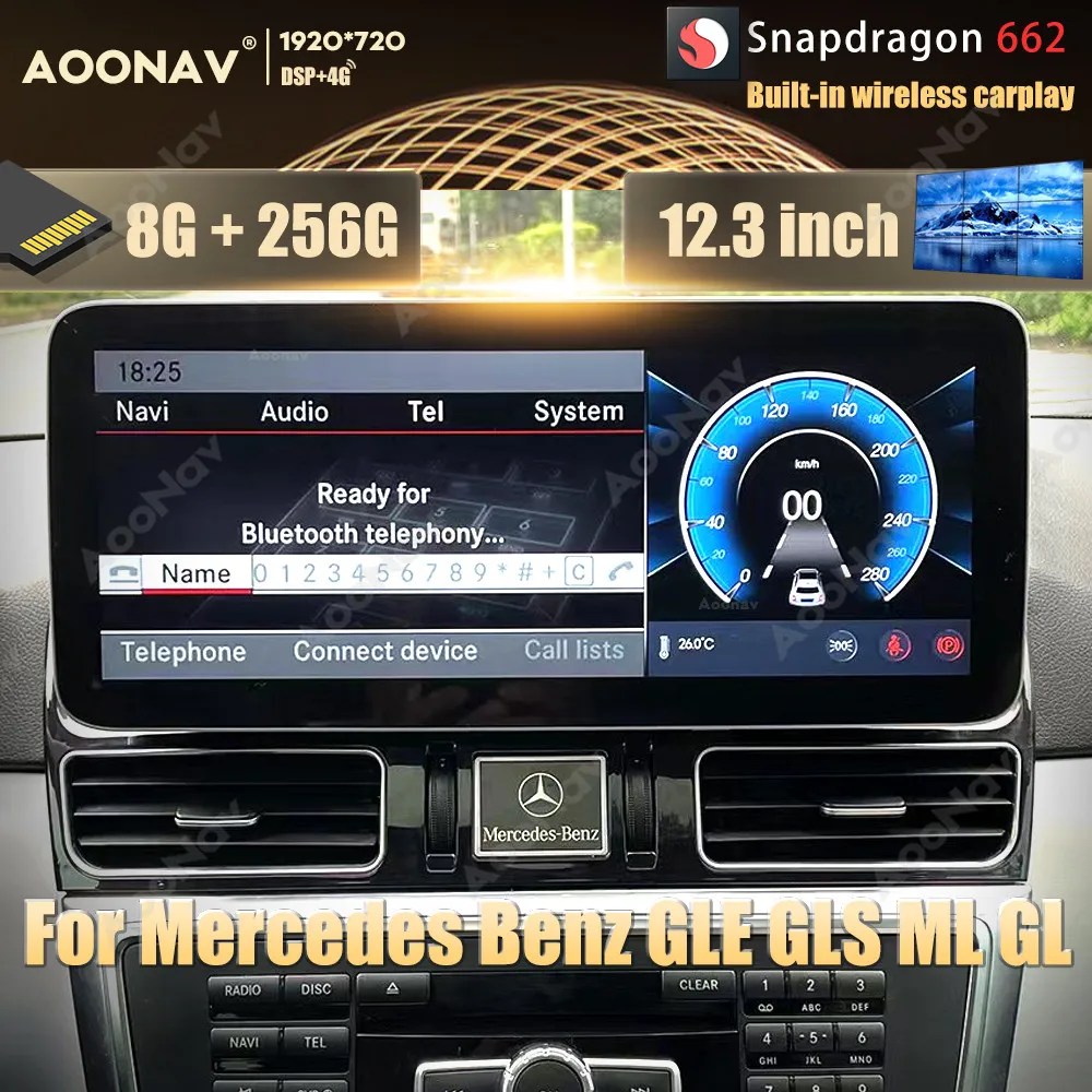 

256GB Snapdragon 662 Android Car radio For Mercedes BENZ W166 X166 ML GL GLE GLS 2012-2019 multimedia player head unit
