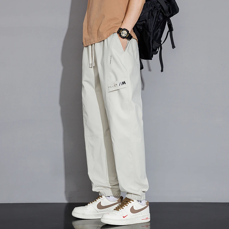 Брюки мужские с эластичным поясом повседневные прямые широкие брюки в