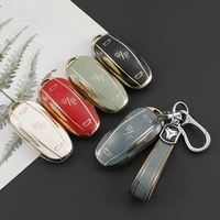 new car key case accessories for tesla model 3 y smart remote key cover tpu full surround protection shell with keychain