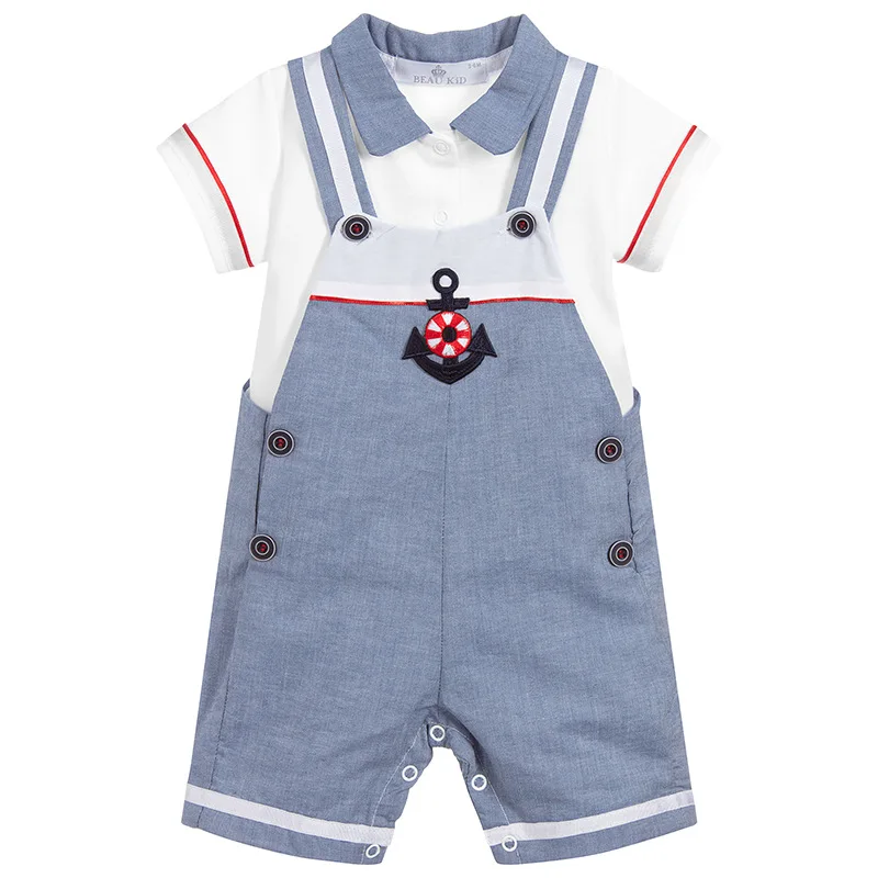

Spanish Baby Boy Clothes Set Baby Onesies Kids Boys Short Sleeve Shirt Rompers Sets Toddler Suspender Jumpsuits Overalls 2Pcs