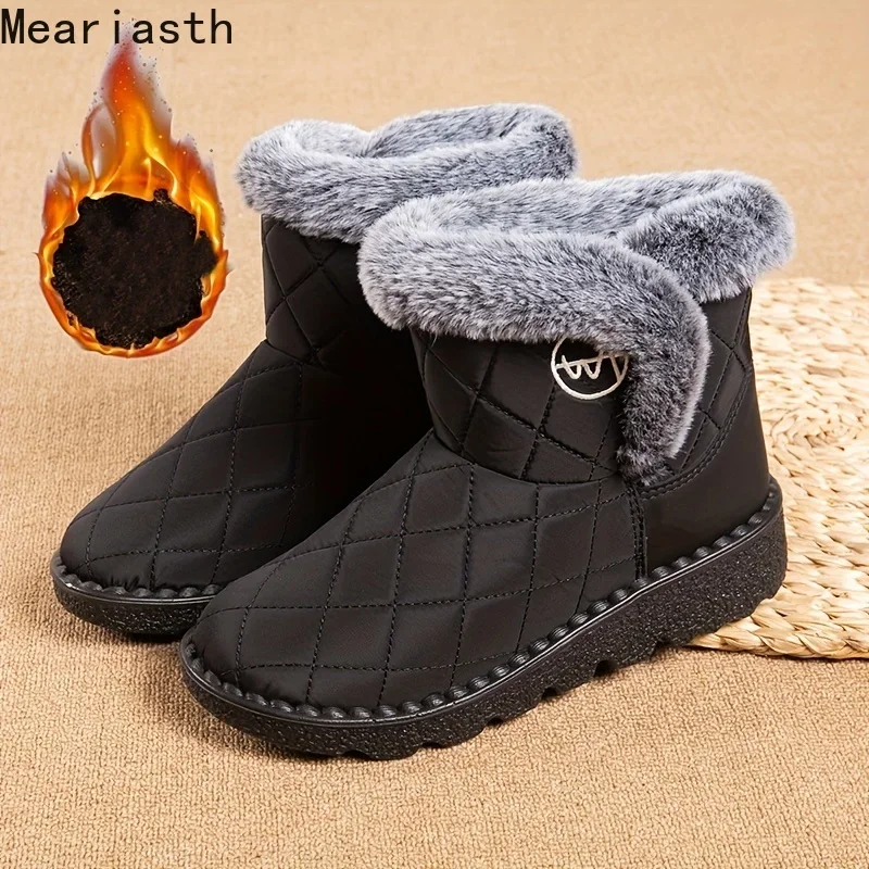 

Waterproof Winter Boots for Women 2023 New Warm Thicken Plush Lined Snow Boots Woman Plus Size 43 Anti Slip Flat Cotton Shoes