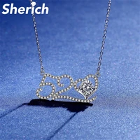 sherich 520 number heart 1ct moissanite diamond s925 sterling silver promise romantic fashion pendant necklace womens jewelry