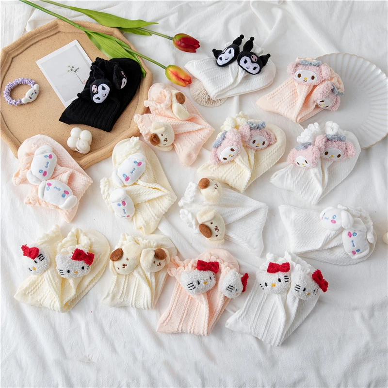 

Winner Hello Kitty Sanrio Kawaii Anime Soft Plush Doll Socks My Melody Cartoon Cotton Girly Heart Kuromi Socking Girls Toys
