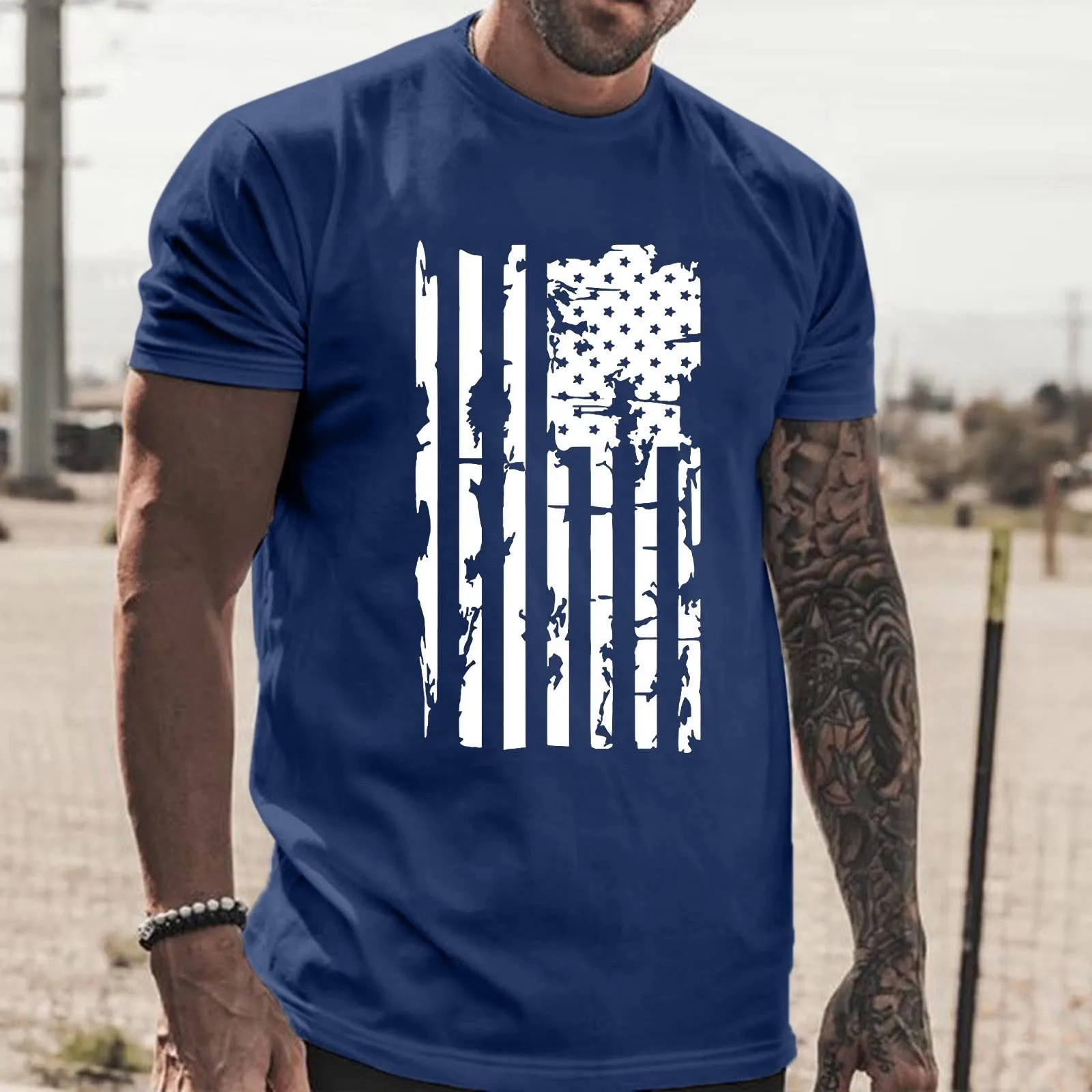 Мужская футболка в стиле ретро с принтом национального флага летняя