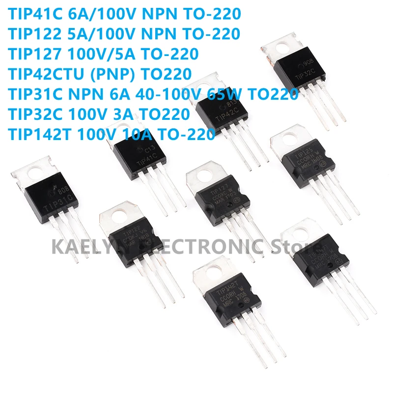 Биполярный транзистор TIP41C 6A/100V TIP122 5A/100V TIP127 100V/5A TIP42CTU (PNP) TIP31C TIP32C TIP142T TO-220, 30 шт./партия