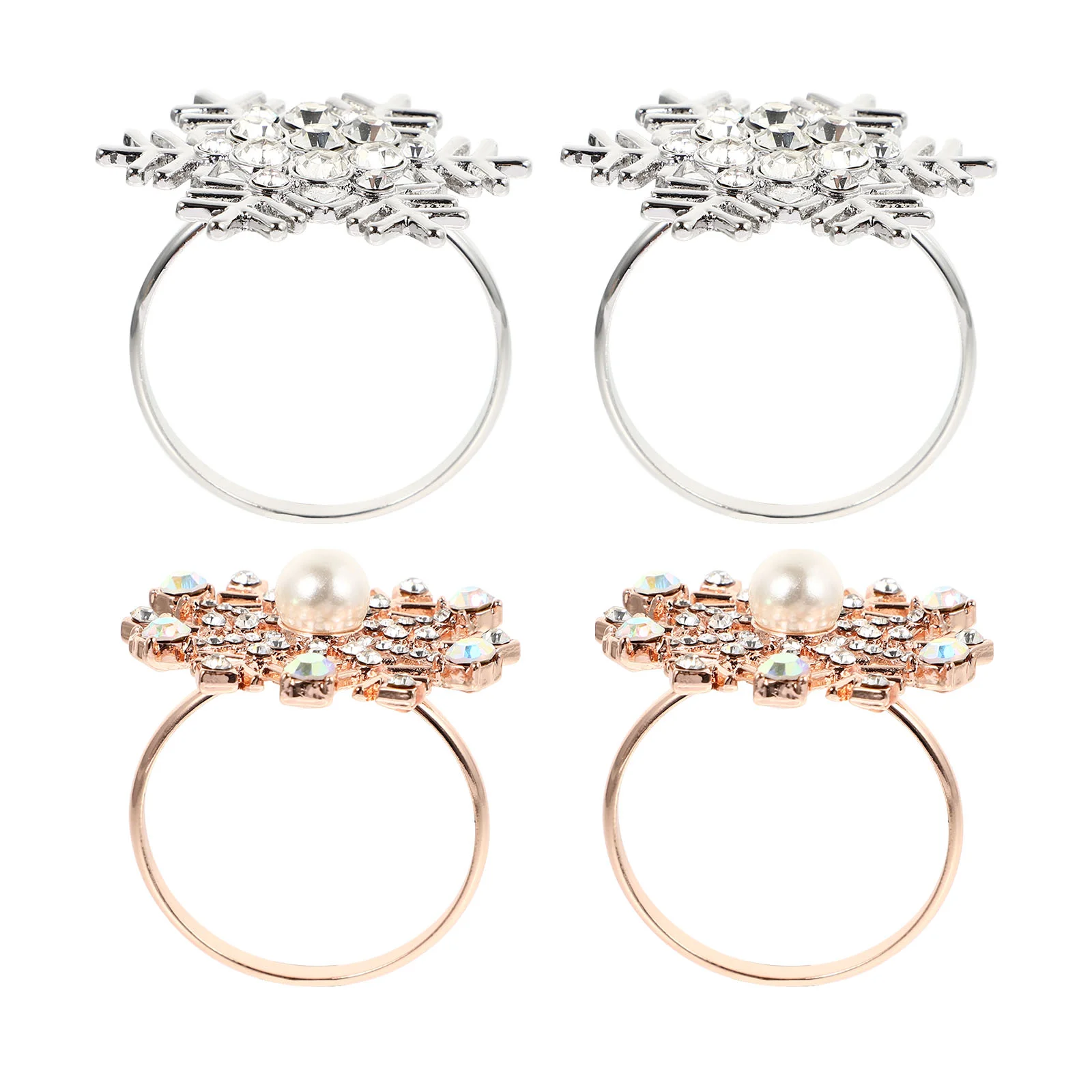 

Christmas Rhinestone Snowflake Napkin Ring: Xmas Metal Napkin Bukle for Holioday Thanksgiving Dinner Table Decor 4pcs